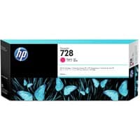 HP 728 magenta ink cartridge box with blue butterflies and HP logo on black and white background.