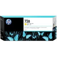HP 728 yellow ink cartridge box with blue butterflies and HP logo on black background.