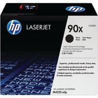 Black HP 90X toner cartridge box with blue HP logo and LaserJet branding, compatible with M4555 MFP.