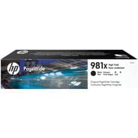 Black HP 981X high capacity ink cartridge box with PageWide branding and product details on the front.