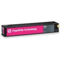 Black HP 981X magenta ink cartridge with pink label and PageWide Technology branding.