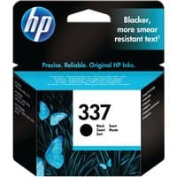 HP No. 337 black inkjet cartridge, 11ml, in blue and black packaging with butterfly design and HP logo.