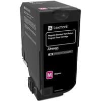 Black Lexmark 74CSM0 high capacity magenta toner cartridge with magenta label and Lexmark branding.