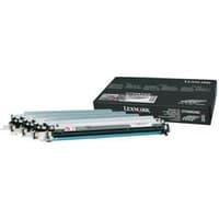 Lexmark C734X24G Photoconductor Unit 4-pack, black box, silver and blue units with connectors.