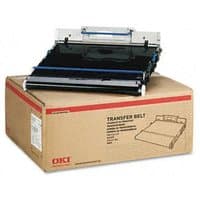 OKI 42931603 Transfer Belt, black with blue accents, on brown box with product details and diagram.