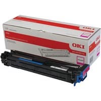 Black and magenta OKI 45103714 image drum unit with white and red packaging box.