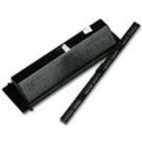 Black Olivetti B0536 cyan toner cartridge with rectangular shape and two white labels on top.