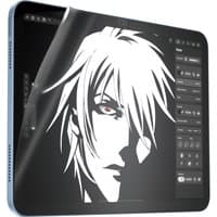 PanzerGlass GraphicPaper screen protector on iPad 10.9'' 2022, ultra-wide fit, displaying a monochrome anime face.