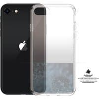 Clear PanzerGlass HardCase for iPhone SE, 7, 8 with transparent back and reinforced edges, showcasing phone design.