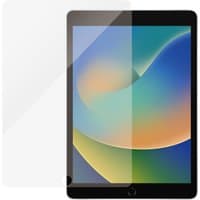 Clear PanzerGlass screen protector for iPad 10.2″, covering display with rounded edges and precise cutouts.