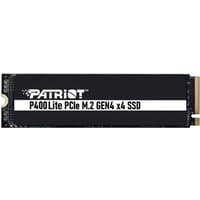 Black Patriot Memory P400 Lite 1 TB M.2 PCIe 4.0 NVMe SSD with white label and gold connector.