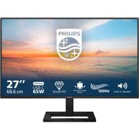 Philips 27" QHD monitor with thin black bezel, rectangular stand, and USB-C connectivity.