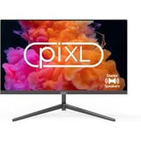 piXL 24" Full HD monitor with slim bezels, black stand, vibrant display, and built-in stereo speakers.