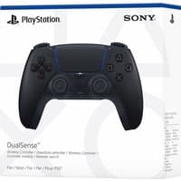 Midnight Black PlayStation 5 DualSense Wireless Controller with touchpad, ergonomic grips, and blue LED accents.