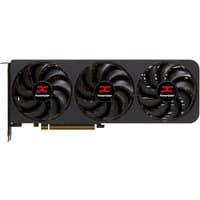 Black PowerColor Reaper Radeon RX 9070 graphics card with three cooling fans and red logo.