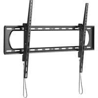 Black ProperAV fixed flat TV wall bracket with adjustable tilt, suitable for 60"-120" screens, featuring VESA mount.