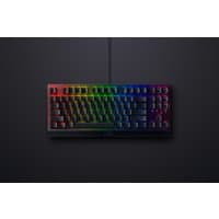 Black Razer Blackwidow V3 Tenkeyless gaming keyboard with RGB backlit keys and USB connection, UK English layout.