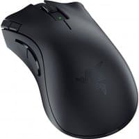Black Razer DeathAdder V2 X HyperSpeed gaming mouse, ergonomic design, right-handed, with side buttons and scroll wheel.
