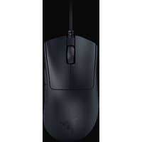 Black Razer DeathAdder V3 gaming mouse, ergonomic right-hand design, USB Type-A, optical sensor, scroll wheel.