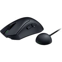 Black Razer DeathAdder V4 Pro gaming mouse, ergonomic design, right-hand, wireless, with USB Type-A connector.