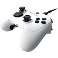 White Razer Wolverine V3 USB gamepad with black buttons and analog sticks for PC, Xbox Series S, and Xbox Series X.