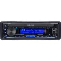 Road Angel RA-S180DBT car stereo with Bluetooth, DAB, USB port, and blue LED display.