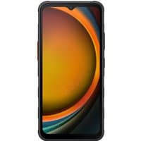 Black Samsung Galaxy XCover7 Enterprise Edition smartphone with rugged design and 5G capability, 128 GB storage.