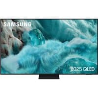 Samsung 75" Q7F5 4K QLED Smart TV with thin black bezel and vivid ocean wave display.