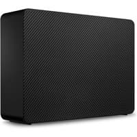 Black Seagate Expansion 24TB external hard drive, textured surface, rectangular shape, USB 3.2 Gen 1 connectivity.