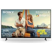 Sony BRAVIA 3 K75S38B 75" 4K HDR LED Smart TV with thin bezels, sleek black frame, and vibrant display showing a movie scene.