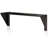 Black steel 2U vertical wall mount rack bracket with L-shaped design and mounting holes.