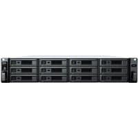 Black Synology SA6400 NAS storage server, 2U rackmount, with multiple drive bays and Ethernet LAN ports.