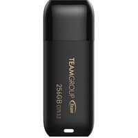 Black Team Group C175 USB flash drive, 256 GB, USB Type-A 3.2 Gen 1, sleek design with gold branding.