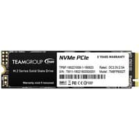 Black and gold Team Group MP33 256 GB M.2 NVMe SSD with PCIe 3.0 interface and 3D NAND technology.