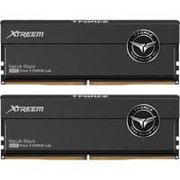 Black Team Group XTREEM DDR5 memory module, 16GB, 288-pin DIMM, sleek design with T-Force logo, set of two.