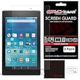 TECHGEAR clear screen protectors for 2015-2018 Fire HD 8, includes 3-pack, black packaging, and cleaning cloth.