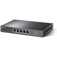 Black TP-Link 5-Port 2.5G desktop switch with LED indicators and Ethernet ports on the front panel.