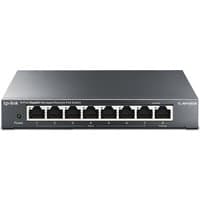 TP-Link 8-Port Gigabit Managed Reverse PoE Switch, black rectangular box with eight Ethernet ports on the front.