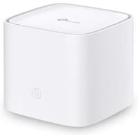 White TP-Link AX1800 mesh WiFi system with rounded edges and power button on the front.
