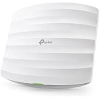 White TP-Link EAP115 wireless access point with curved design and green LED indicator.