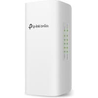 White TP-Link Omada 5-Port Gigabit Smart Switch, vertical design, with LED indicators and TP-Link logo on the front.