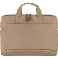 Beige Tucano SMILZA laptop purse case, super slim, with dual handles and a top zipper closure.