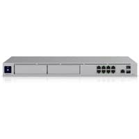 Silver Ubiquiti Dream Machine Pro Max gateway with multiple Ethernet ports and sleek, rectangular design.