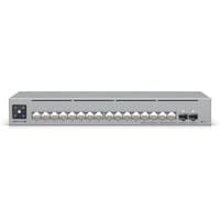 Grey Ubiquiti Pro Max 16-port PoE managed switch with L3 Gigabit Ethernet, front panel ports, and LED indicators.