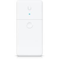 White Ubiquiti UACC-LRE network repeater with sleek rectangular design, LED indicator, and subtle logo on top.