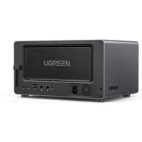Black Ugreen NAS desktop with Intel Core i5, 8GB DDR5, front ports, and Ugreen logo on mesh panel.