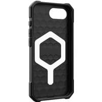 Black Urban Armor Gear phone case with hexagonal pattern and white geometric logo, rugged edges for 6.1" device.