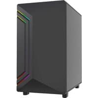 Black VIDA Apollo M Tower with angular front panel and RGB lighting accents.