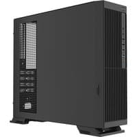 Black VIDA Commerce Tower computer case with vertical vents, multiple USB ports, and side mesh panel for airflow.