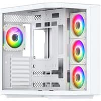 White VIDA Edge ATX Tower with tempered glass panel and RGB fans on the front and rear.